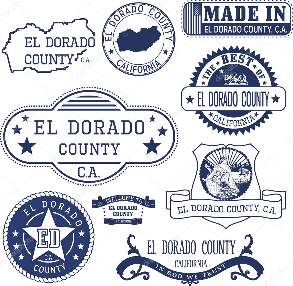 El Dorado county, California. Set of generic stamps and signs.