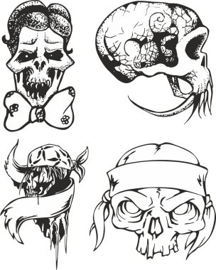 Tribal dövme çizimler ile kafatasları ve ayarla