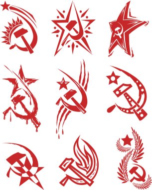 Kırmızı renk Sovyet yıldız simgeler kümesi
