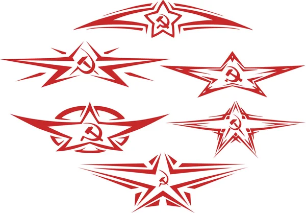 Ustaw kolor czerwony radzieckich gwiazda winiet — Wektor stockowy