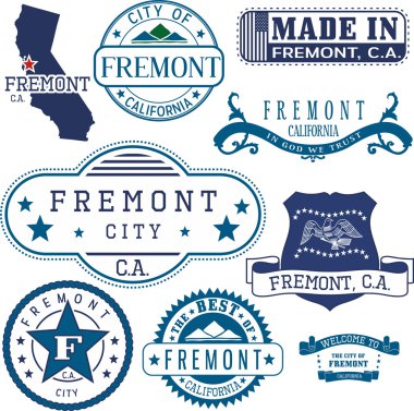 Fremont city, CA. Stamps and signs clipart