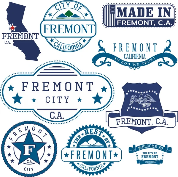 Stad van de Fremont, Ca. zegels en tekenen — Stockvector