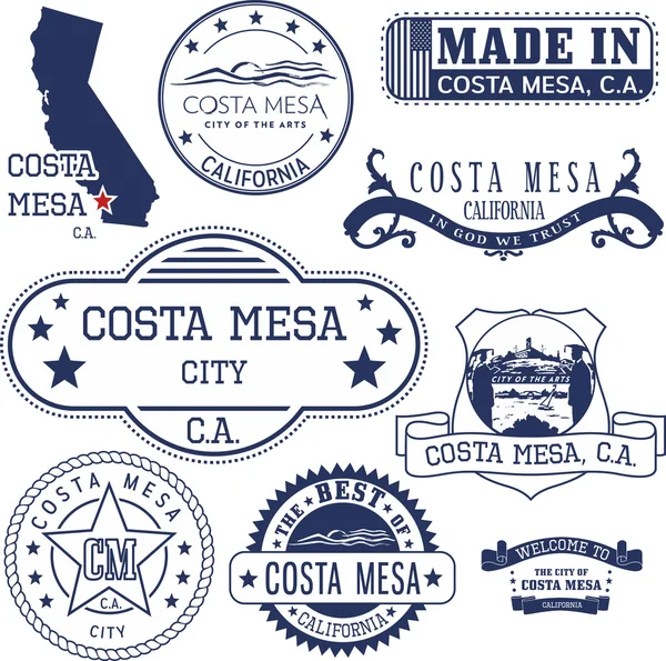 Sellos genéricos y signos de la ciudad de Costa Mesa, CA Vectores De Stock Sin Royalties Gratis