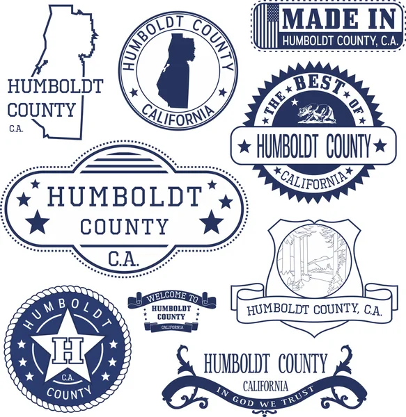 Humboldt county, Ca. zbiór znaczków i znaki — Wektor stockowy