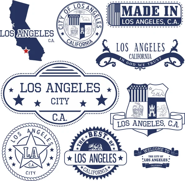 Francobolli generici e segni della città di Los Angeles, CA — Vettoriale Stock