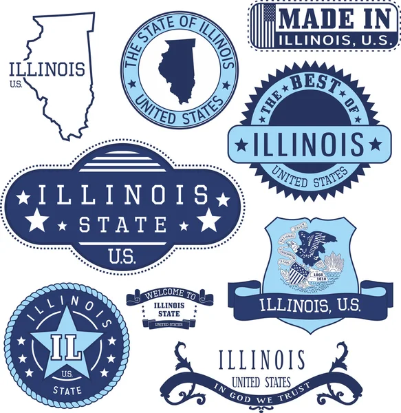 Sellos genéricos y signos del estado de Illinois — Vector de stock