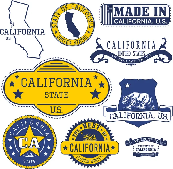 通用邮票和加利福尼亚州的迹象 — 图库矢量图片