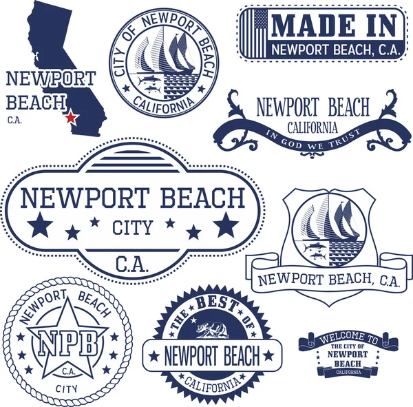 Cidade de Newport Beach, CA. Selos e sinais Ilustração De Bancos De Imagens