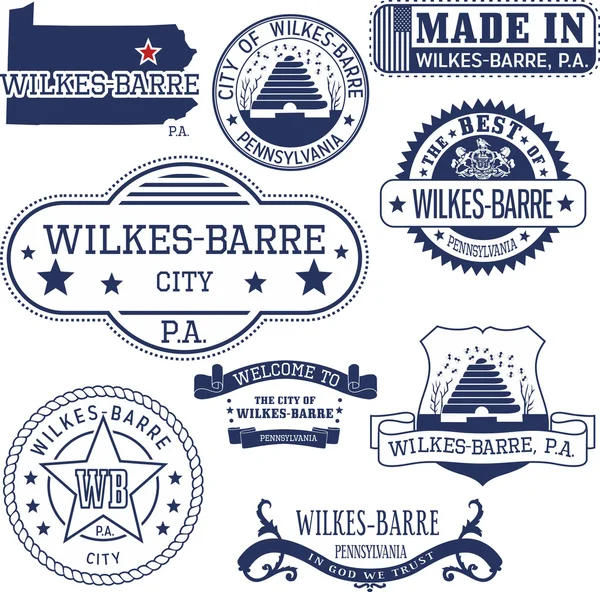 Sellos genéricos y signos de la ciudad de Wilkes-Barre, PA Ilustración De Stock