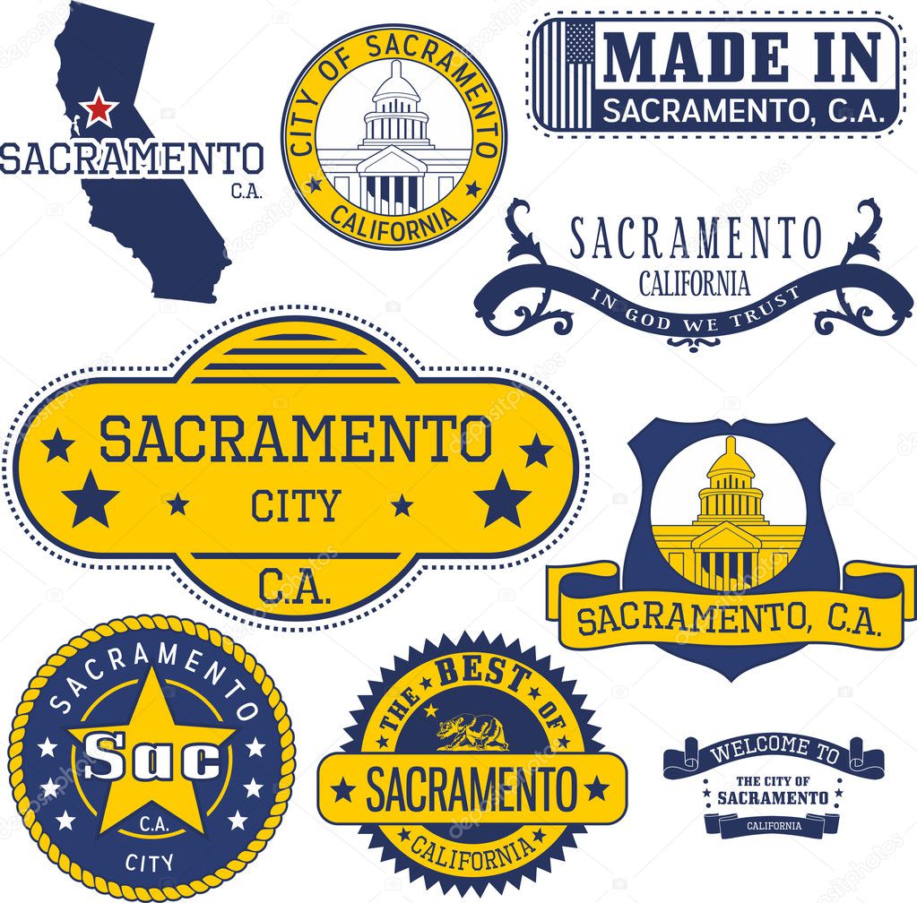 Generic stamps and signs of Sacramento city, CA — Stock Vector © rorius