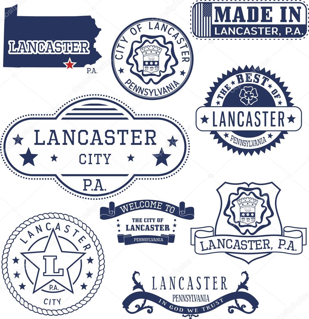 generic stamps and signs of Lancaster city, PA