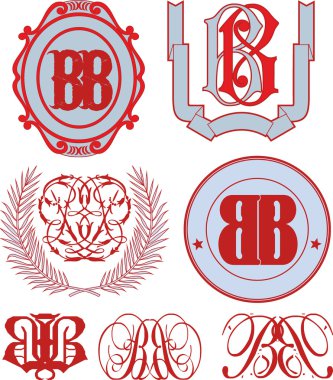 Bb Monogram ve amblemi şablonları kümesi