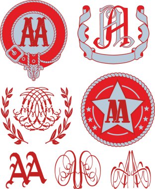 Aa Monogram ve amblemi şablonları kümesi