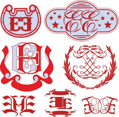 Ee Monogram ve amblemi şablonları kümesi
