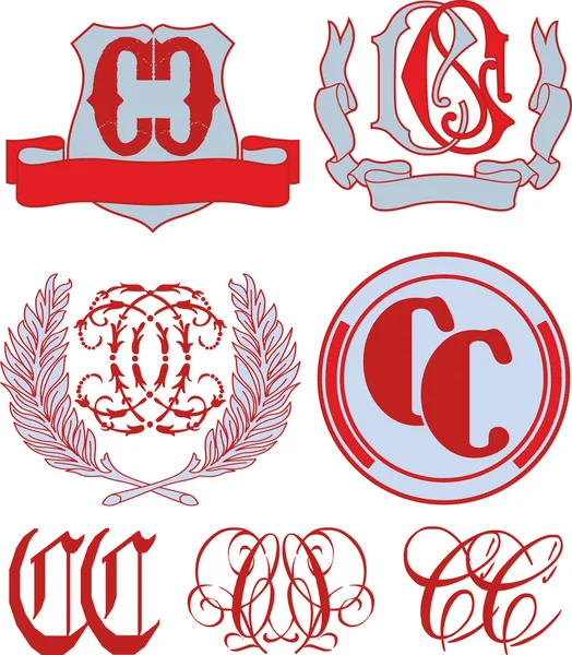 stock vector Set of CC monograms and emblem templates