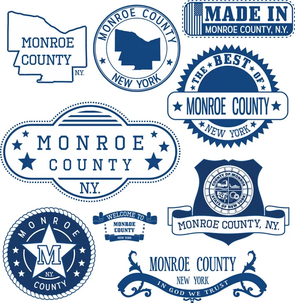 Contea di Monroe, New York. Serie di francobolli e segni . — Vettoriale Stock