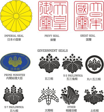 Set of official Japan emblems and seals clipart