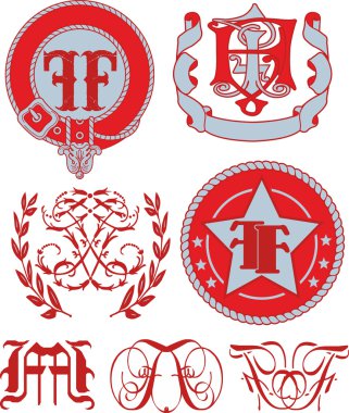 Ff Monogram ve amblemi şablonları kümesi