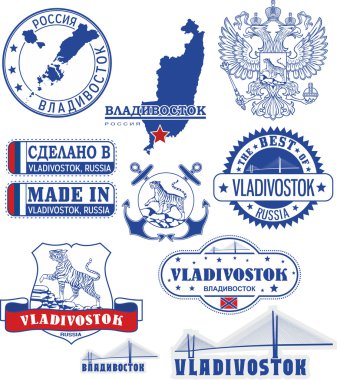 Vladivostok, Rusya Federasyonu. Pullar ve işaretleri