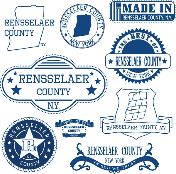 Rensselaer county, New York. Pullar ve işaretleri — Stok Vektör