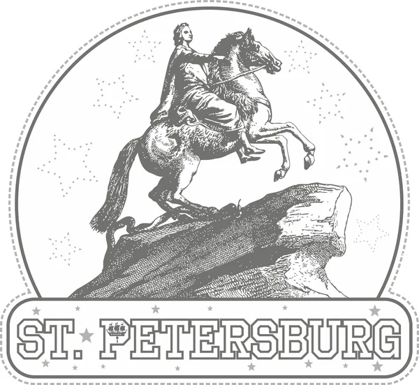 Bronz atlı anıt St. Petersburg ile etiket