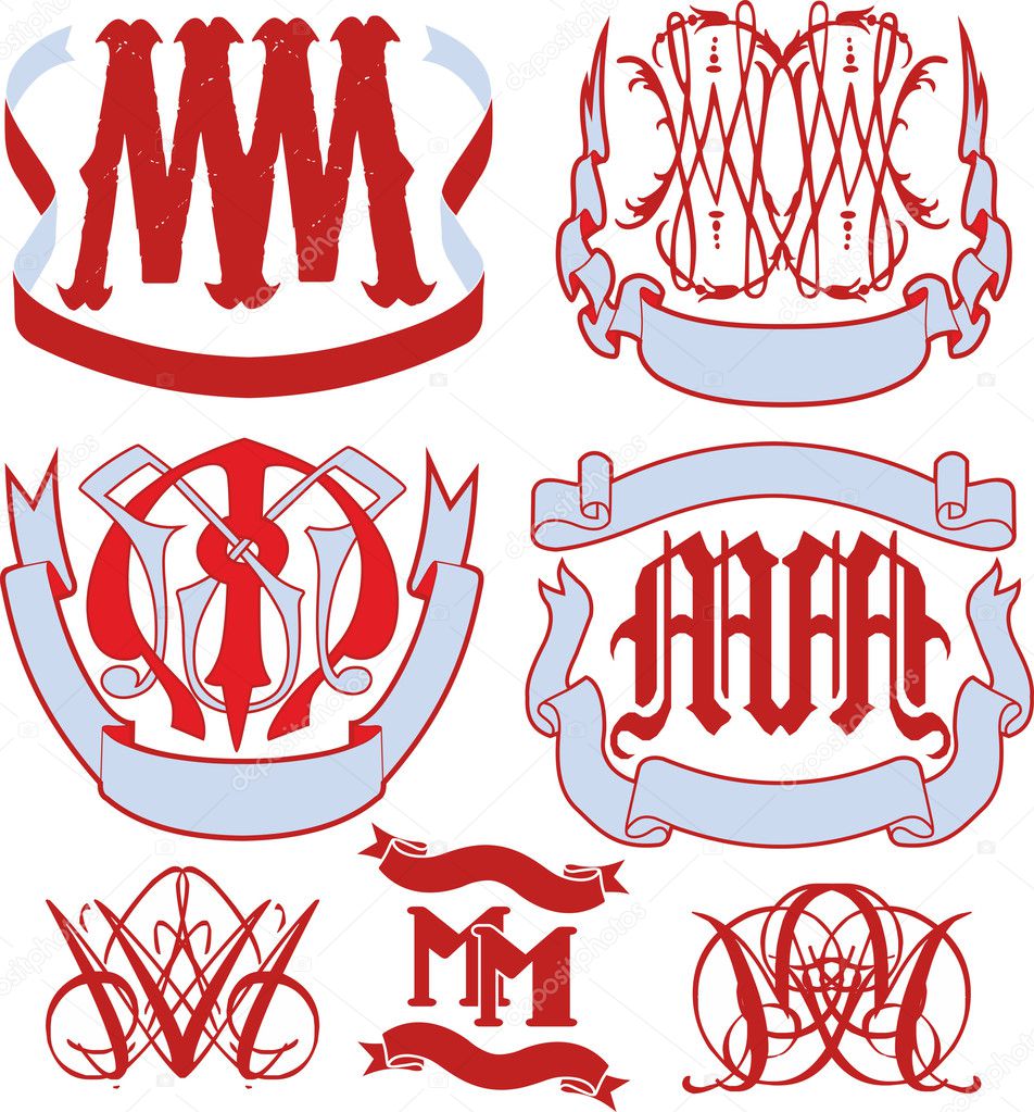 Set of MM monograms and emblem templates Stock Vector by ©rorius