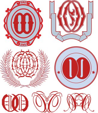 Oo Monogram ve amblemi şablonları kümesi