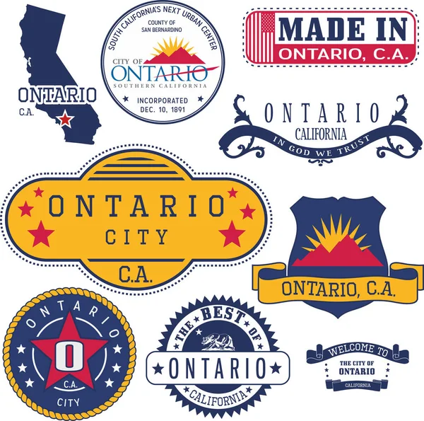 Timbres génériques et signes de Ontario, CA — Image vectorielle