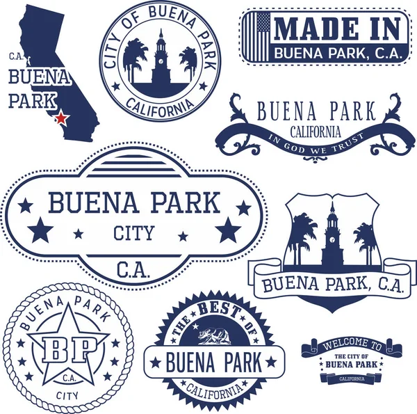 Generic stamps and signs of Buena Park, CA — Stock Vector