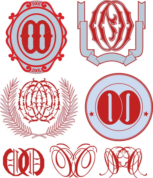 Набор монограмм и эмблем OO — стоковый вектор