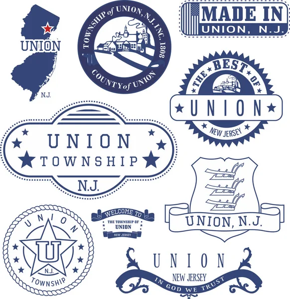 Union township, Nj. zbiór ogólny pieczęci i znaków — Wektor stockowy