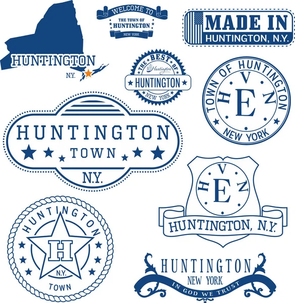 Zestaw znaczków rodzajowy i oznaki Huntington, Ny — Wektor stockowy
