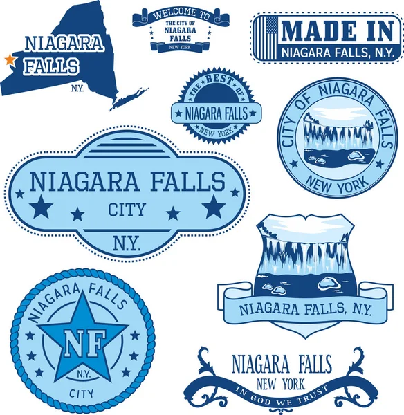 Zestaw znaczków rodzajowy i oznaki Niagara Falls, Ny — Wektor stockowy