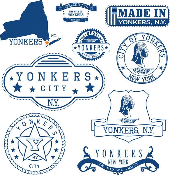 Serie di francobolli generici e segni di Yonkers, NY — Vettoriale Stock