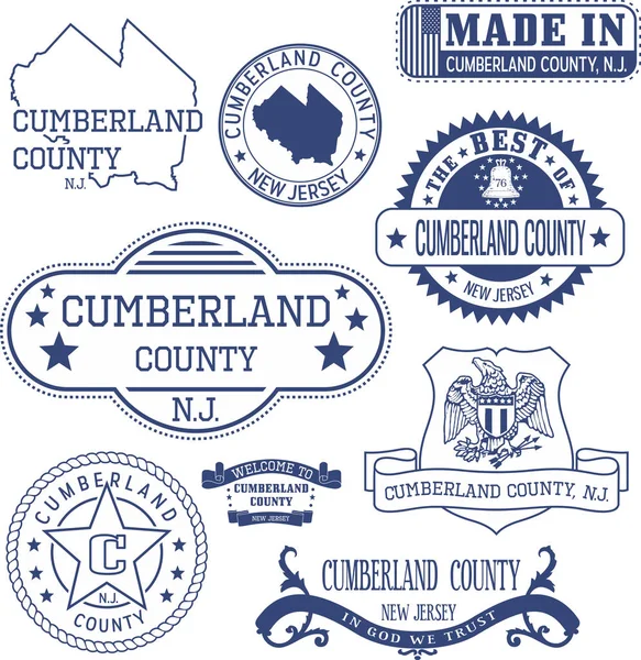 Cumberland county, nj, generische Briefmarken und Schilder lizenzfreie Stockvektoren