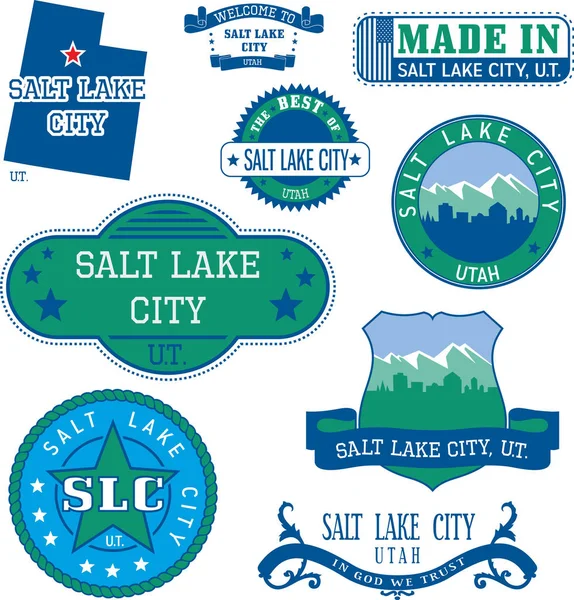 Generic stamps and signs of Salt Lake City, UT Vector Graphics