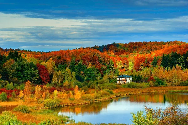 Herbst Auf Kaszubian Der Wunderbare Ort Weißes Haus Der Wildnis — Stockfoto