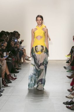 Bir modeli pist Leanne Marshall defile için New York moda hafta bahar yaz 2018 ışıklık Studios Clarkson Square New York'ta 10 Eylül 2017 Tarih boyunca yürür