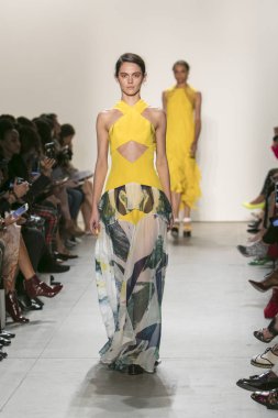 Bir modeli pist Leanne Marshall defile için New York moda hafta bahar yaz 2018 ışıklık Studios Clarkson Square New York'ta 10 Eylül 2017 Tarih boyunca yürür