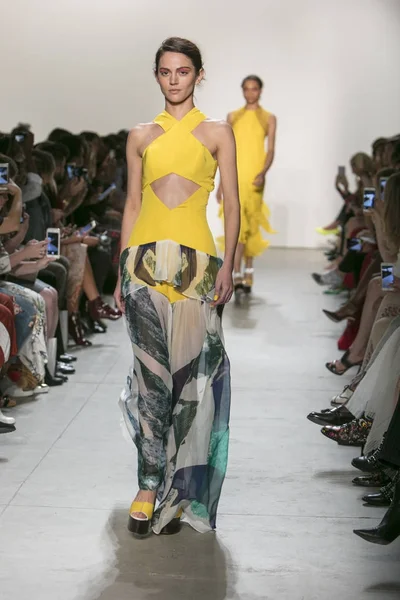 Bir modeli pist Leanne Marshall defile için New York moda hafta bahar yaz 2018 ışıklık Studios Clarkson Square New York'ta 10 Eylül 2017 Tarih boyunca yürür