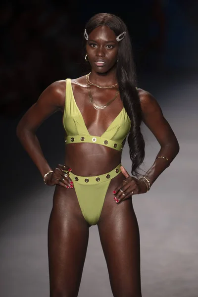 Model Walks Runway Monica Hansen Swimwear Summer Collection 2020 Fashion — 스톡 사진