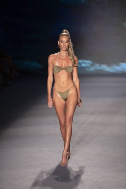 A model walks the runway for Monica Hansen Swimwear Summer collection 2020 fashion show during Paraiso Swim Week 2019 at Miami Beach in the Paraiso Runway Tent on July 13th, 2019