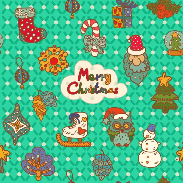 Christmas seamless colorful green pattern. Happy new year classic elements. Winter Holidays vector colorful knitted background. — Stock Vector