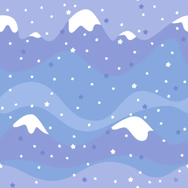 Patrón sin costuras de montaña azul navideño. Invierno vector montaña ilustraciones — Vector de stock