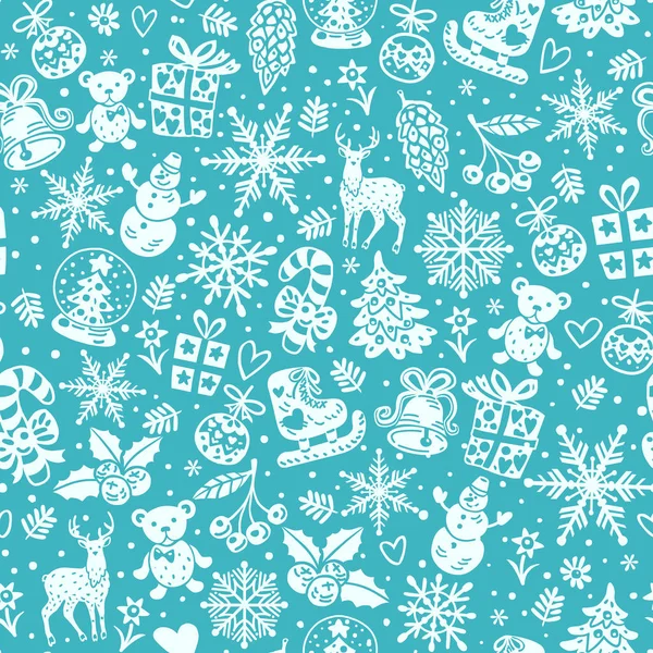 크리스마스 벡터 배경, 원활한 기와, 포장 종이 패턴을 위한 좋은 선택. 크리스마스와 새 해 블루 원활한 벡터 배경 . — 스톡 벡터
