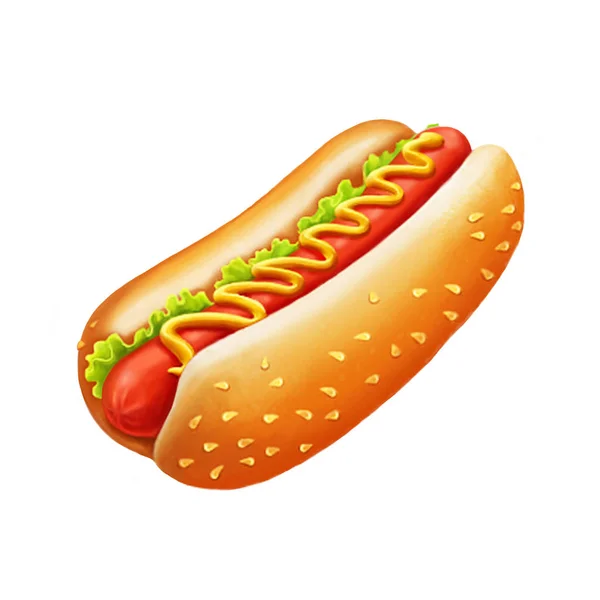 Ilustracja kolorowy Hot dog na białym tle. — Zdjęcie stockowe