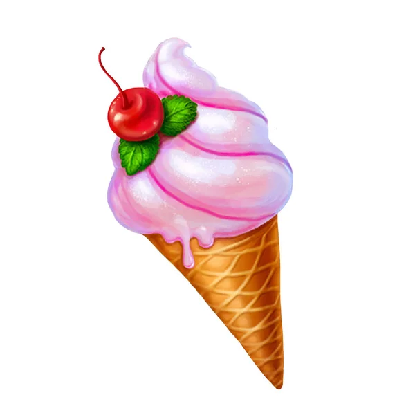 Funny Colorful ice cream icon illustration isolated on white background. — Stock Photo, Image