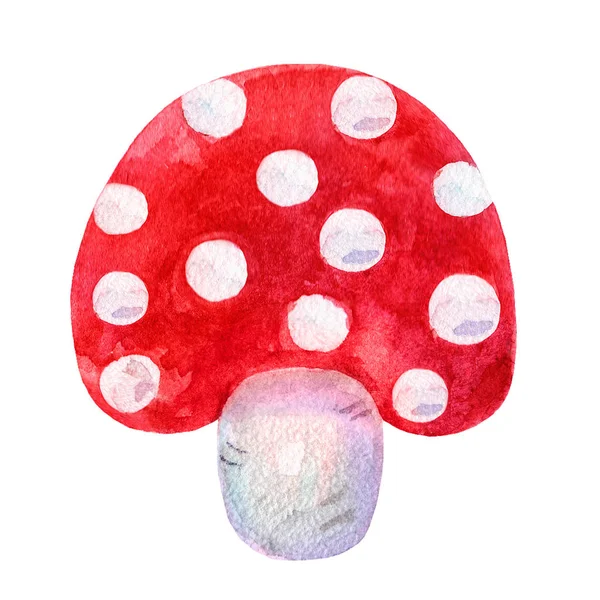 Cartone Animato Astratto Acquerello rosso amanita illustrazioni isolate su sfondo bianco. Amanita vintage disegnato a mano e design retrò. Disegno ad acquerello . — Foto Stock