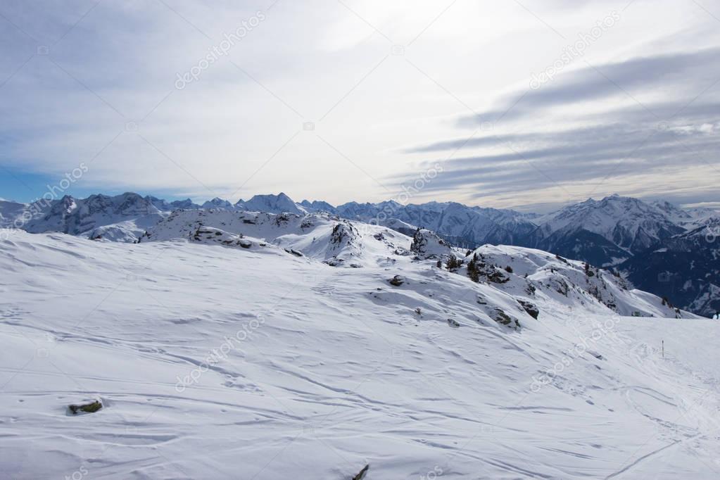 view of Alps in Zillertall valley, Austria