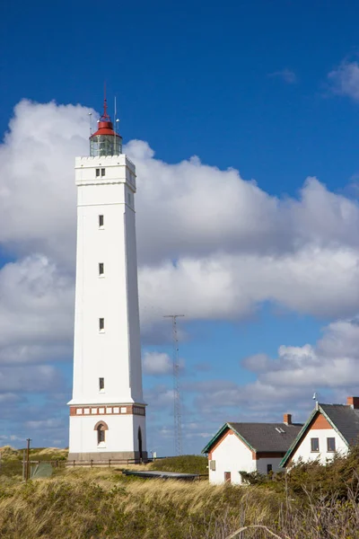 Deniz Feneri Blaavand Beach Güney Jutland Danimarka — Stok fotoğraf